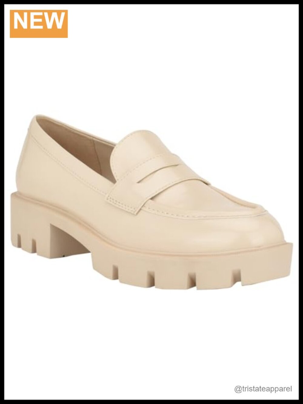 Faux Leather Round Toe Block Heel Slip-On Loafer